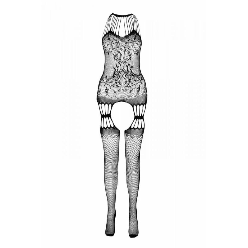 Бодістокінг з безліччю бретелей Passion BS095 One Size, white, імітація пояса та панчіх, з доступом