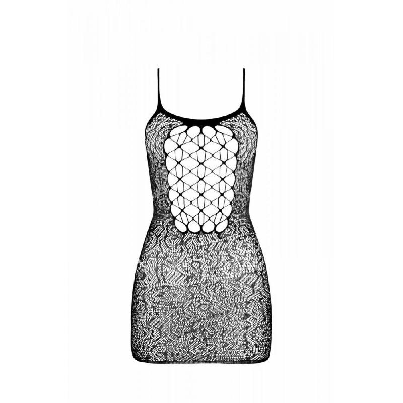 Ажурна мінісукня на тонких бретелях Passion BS096 One Size, red, плетіння на грудях