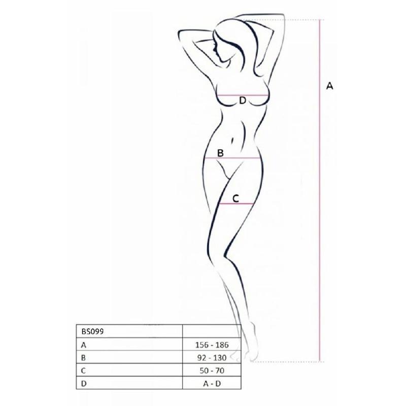 Бодістокінг з плетінням на грудях Passion BS099 One Size, white, відкритий доступ, імітація підв’язо
