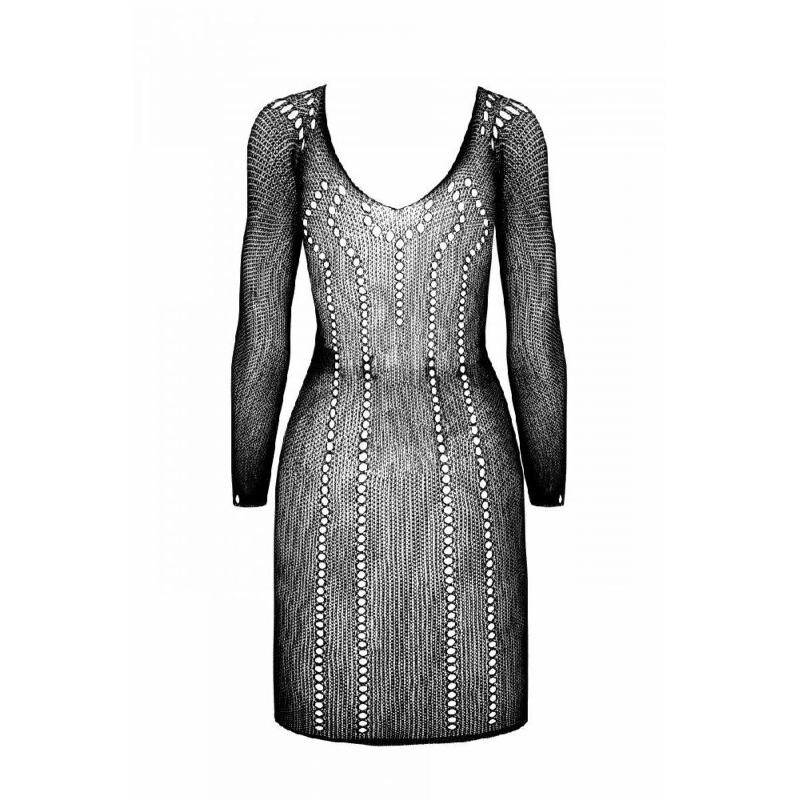 Напівпрозора мінісукня Passion BS101 One Size, black, рукави-мітенки