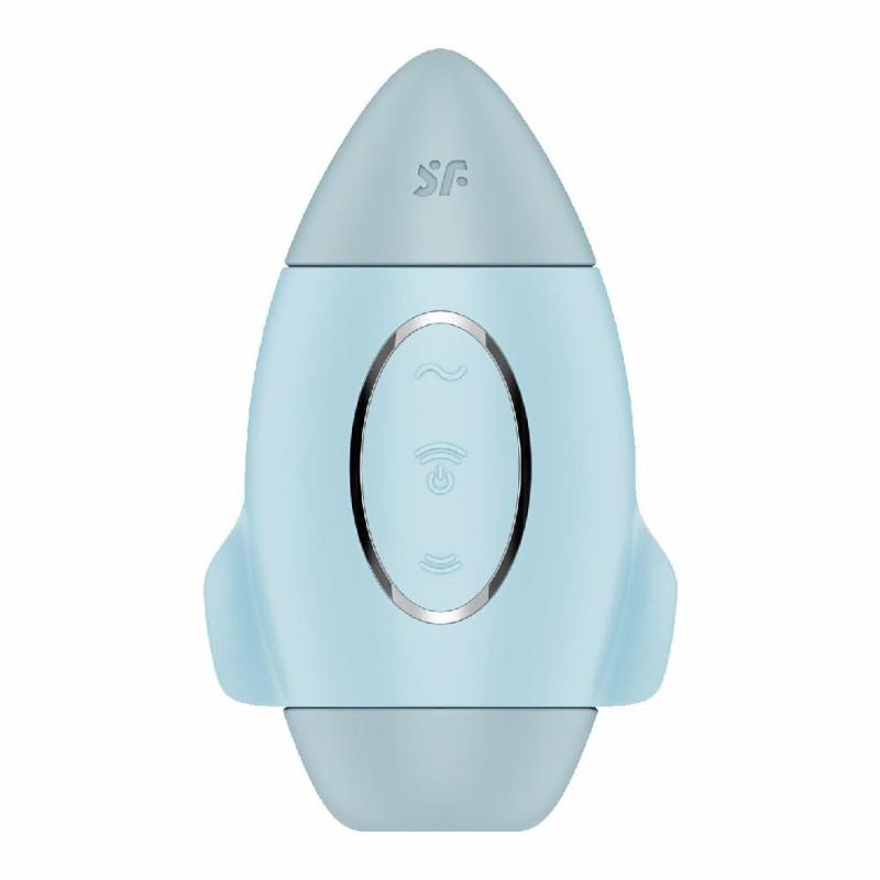 Вакуумний стимулятор з вібрацією Satisfyer Mission Control Blue, 2 незалежні мотори