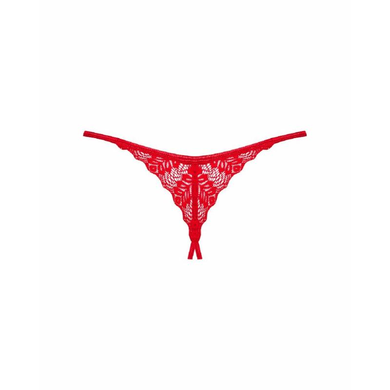 Трусики з доступом Obsessive Ingridia crotchless thong M/L, червоні