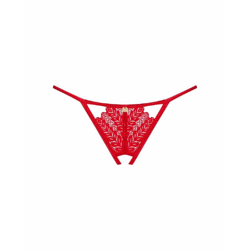 Трусики з доступом Obsessive Ingridia crotchless thong M/L, червоні