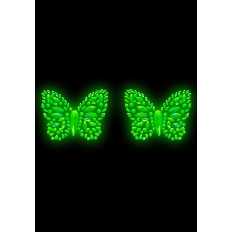 Пестис-метелики з кристалів Leg Avenue Chrysallis nipple sticker, наліпки, світяться у темряві
