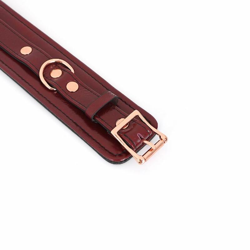 Шкіряні наручники Liebe Seele Wine Red Wrist Cuffs, знімний ланцюжок-кріплення
