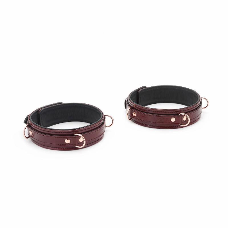 Фіксатори для стегон Liebe Seele Wine Red Thigh Cuffs L Size, натуральна шкіра