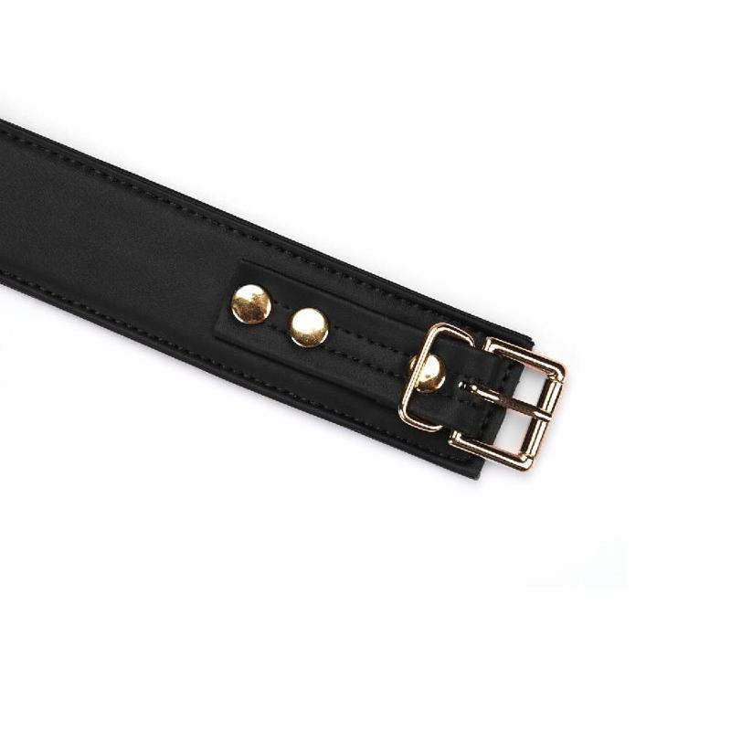 Нашийник з повідцем Liebe Seele Black Organosilicon Collar with Leash, екошкіра