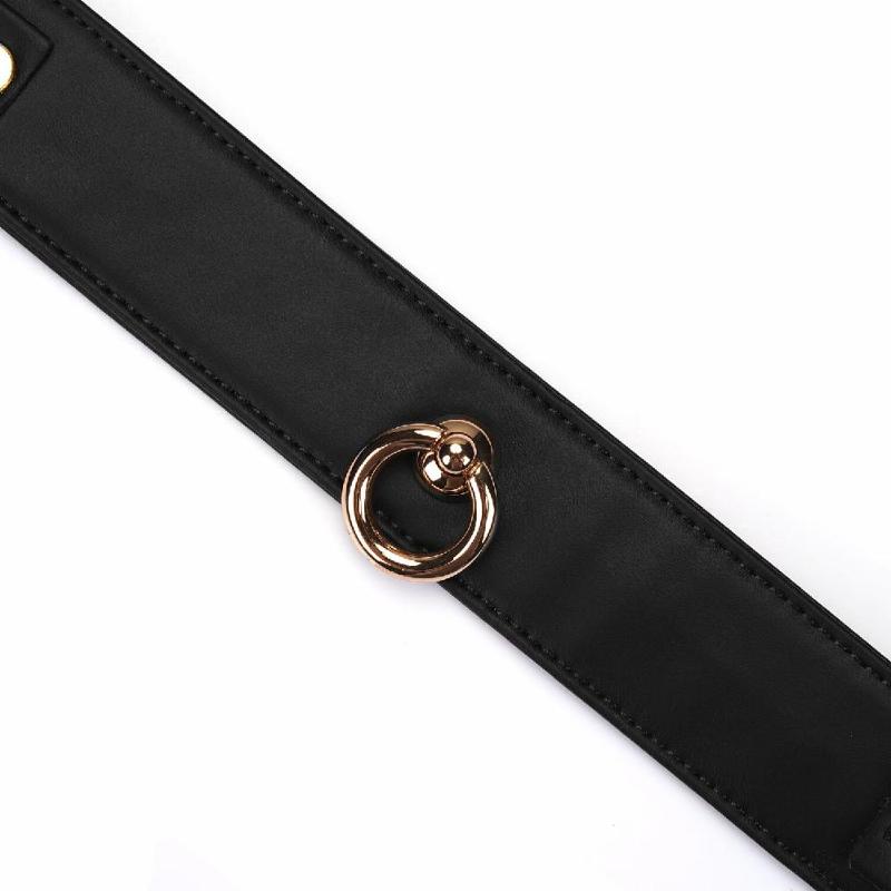 Нашийник з повідцем Liebe Seele Black Organosilicon Collar with Leash, екошкіра