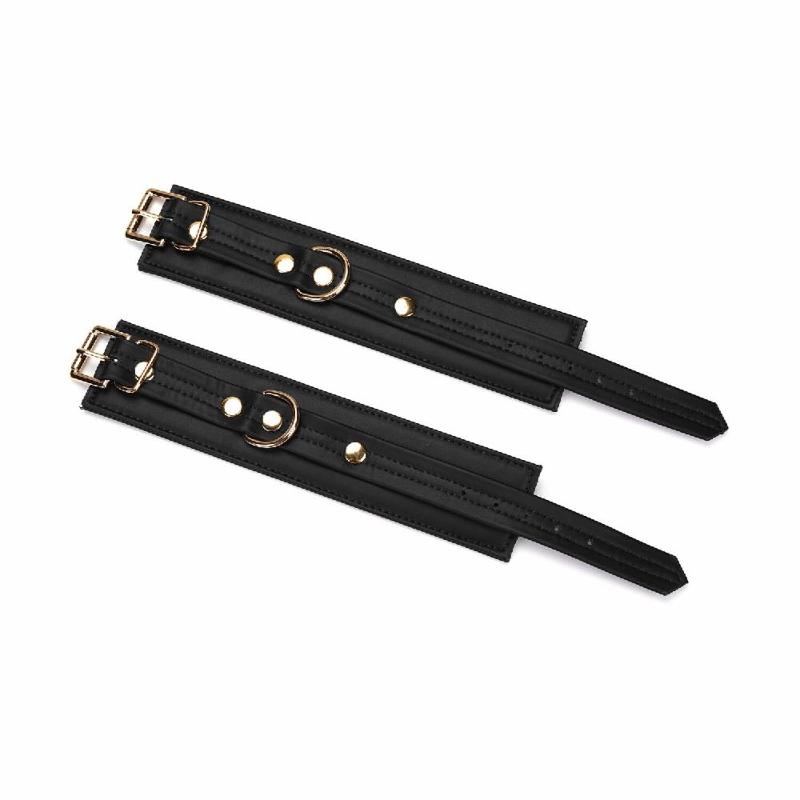 Наручники з ланцюжком Liebe Seele Black Organosilicon Wrist Cuff, екошкіра