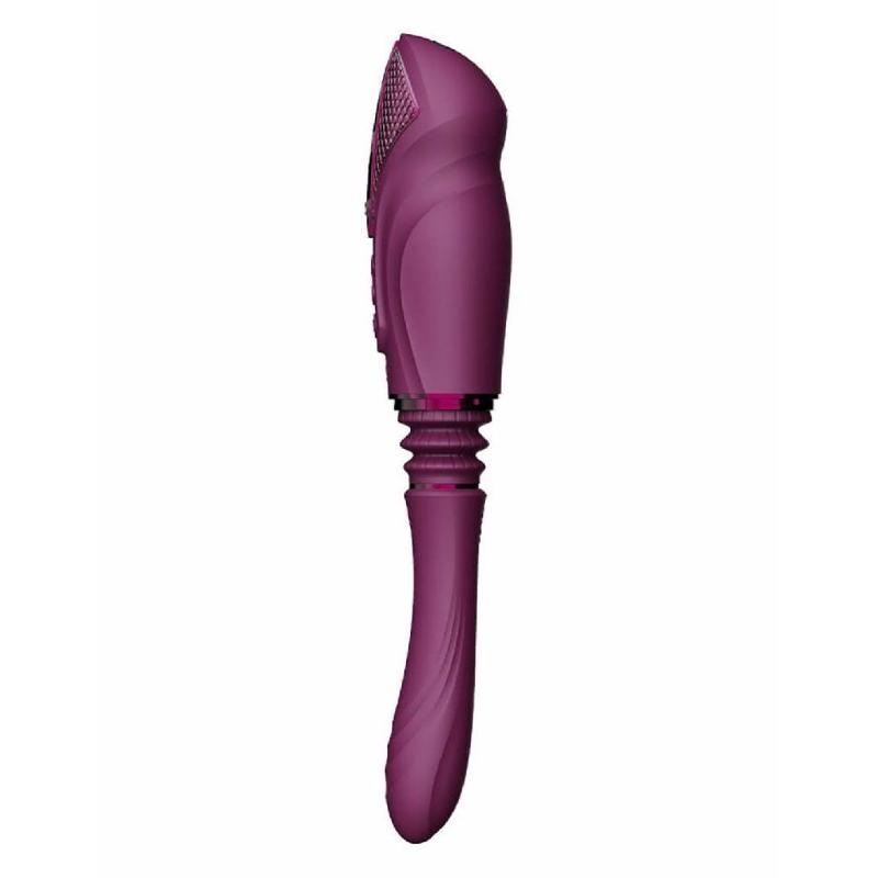 Компактна смарт секс-машина Zalo – Sesh Velvet Purple, 2 насадки, пульт ДК, кристал Swarovski