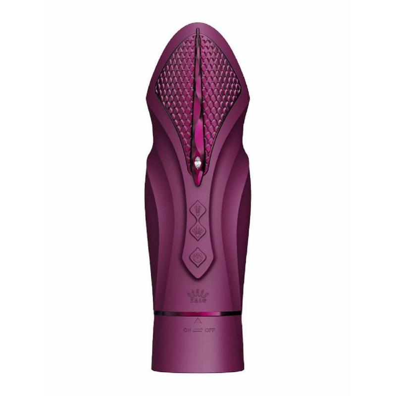 Компактна смарт секс-машина Zalo – Sesh Velvet Purple, 2 насадки, пульт ДК, кристал Swarovski