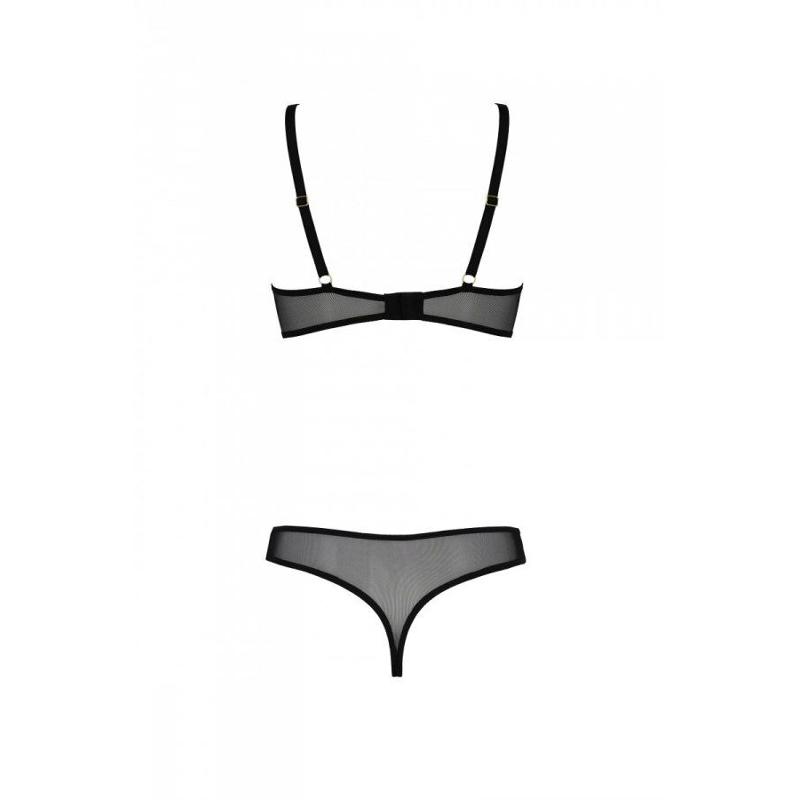 Еротичне боді Passion MARINA BODY, L/XL, black, з відкритими чашками