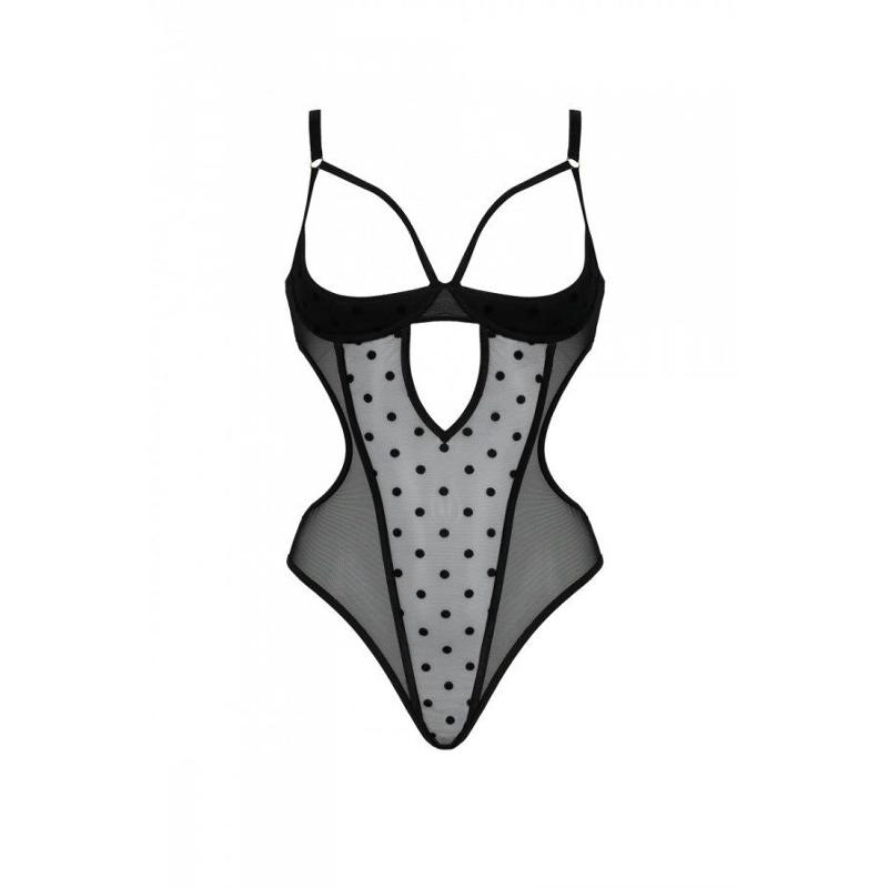 Еротичне боді Passion MARINA BODY, S/M, black, з відкритими чашками