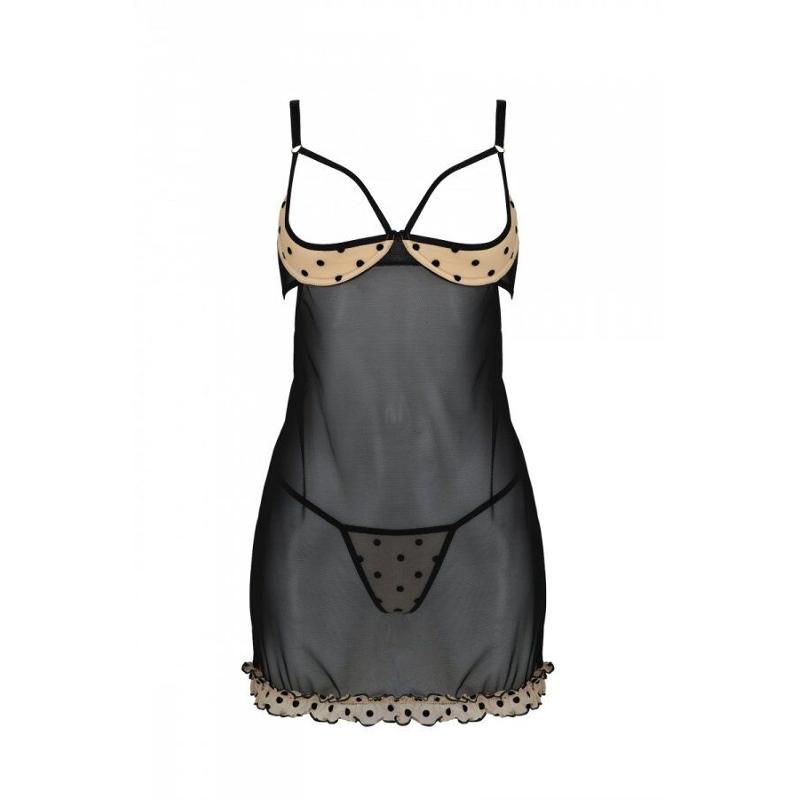Еротичний пеньюар Passion MARINA CHEMISE, L/XL, beige