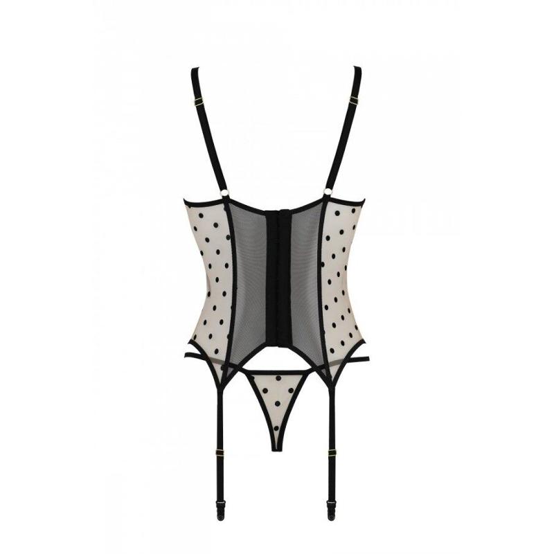 Корсет Passion MARINA CORSET, S/M, beige, з відкритими чашками