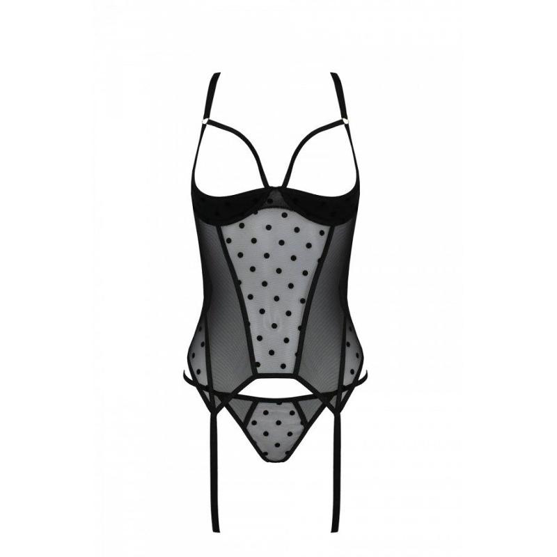 Корсет Passion MARINA CORSET, S/M, black, з відкритими чашками