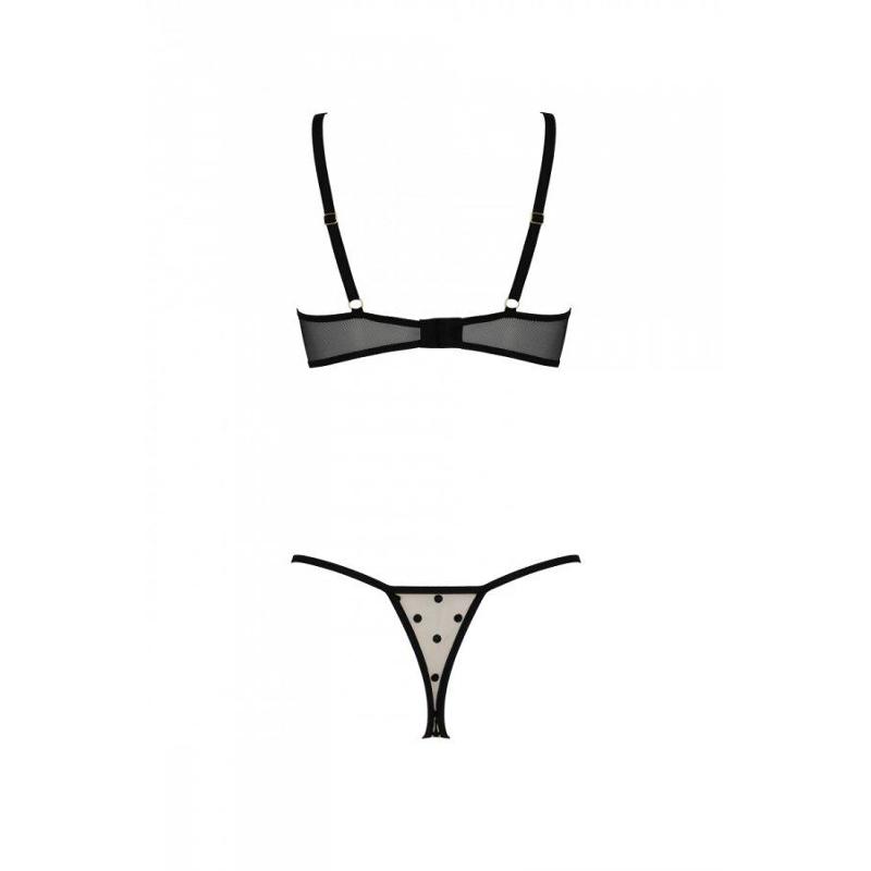 Еротичний комплект Passion MARINA SET WITH OPEN BRA, XXL/XXXL, beige, відкриті чашки