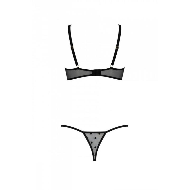 Еротичний комплект Passion MARINA SET WITH OPEN BRA, XXL/XXXL, black, відкриті чашки
