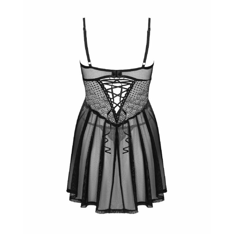 Еротичний комплект Obsessive Chemeris babydoll & thong XS/S, пеньюар та стрінги