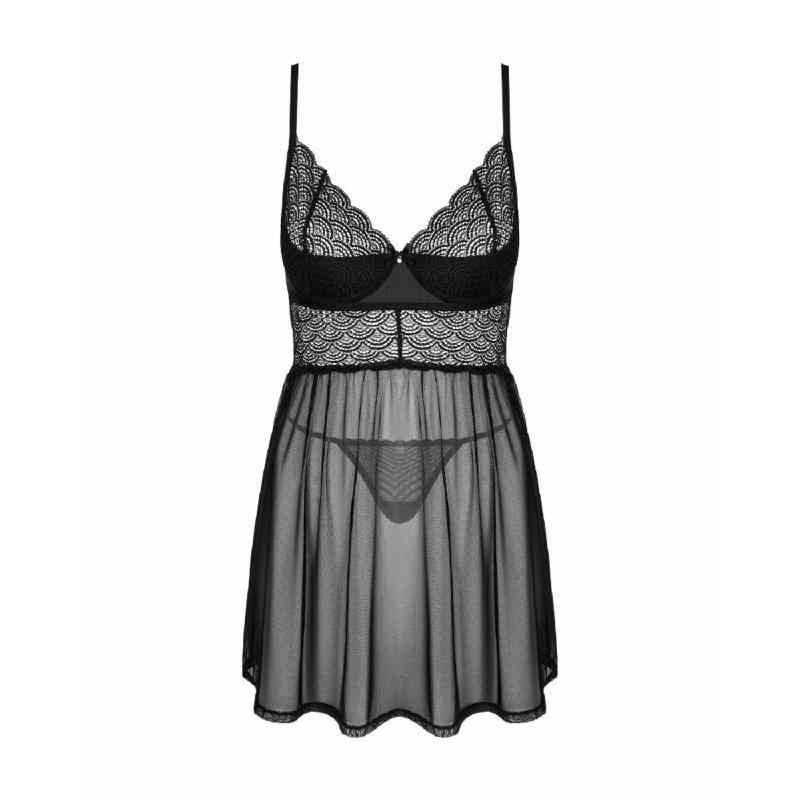 Еротичний комплект Obsessive Chemeris babydoll & thong XL/2XL, пеньюар та стрінги