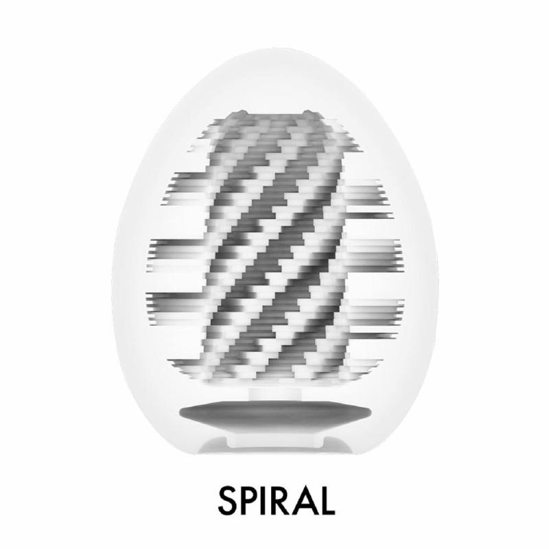 Мастурбатор-яйце Tenga Egg Spiral, щільний TPE, пробник лубриканту 5 мл