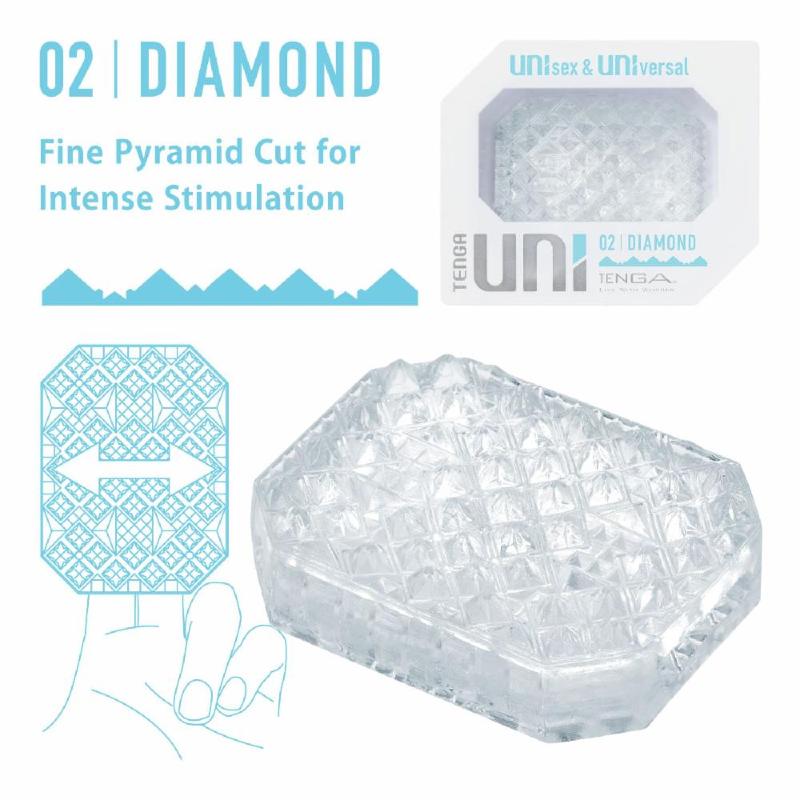 Унісекс-стимулятор Tenga UNI Diamond, білий, із зубчастим рельєфом, лубрикант у комплекті