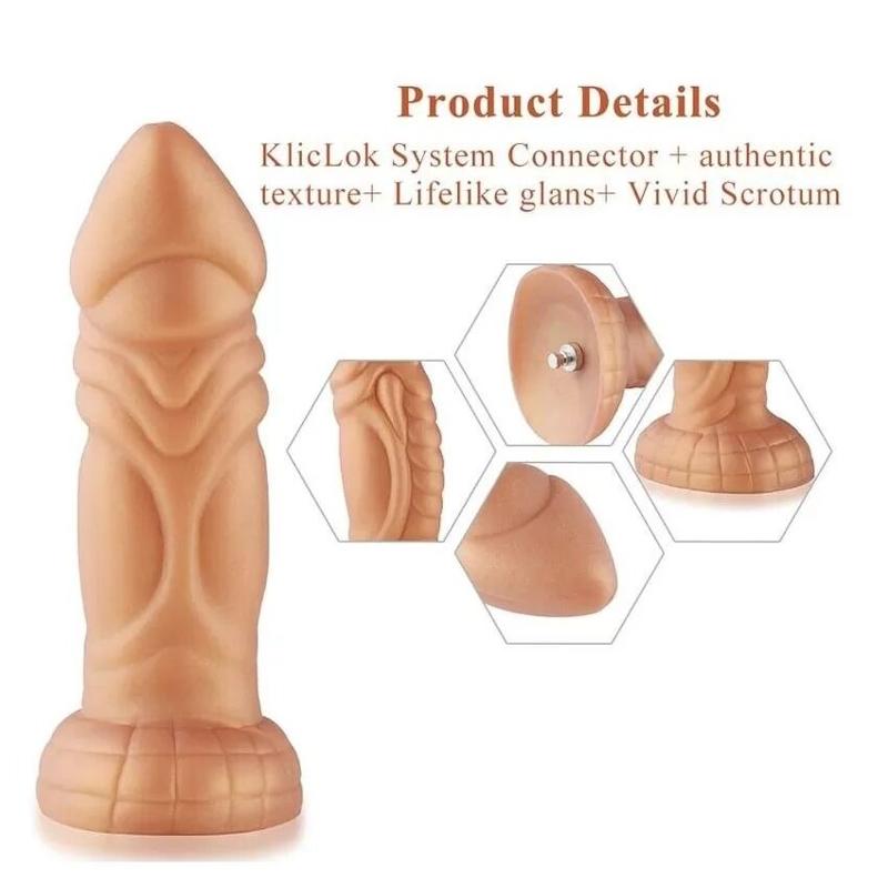 Фалоімітатор для секс-машин Hismith Slightly Curved Silicone Dildo Monster Series, кріплення KlicLok