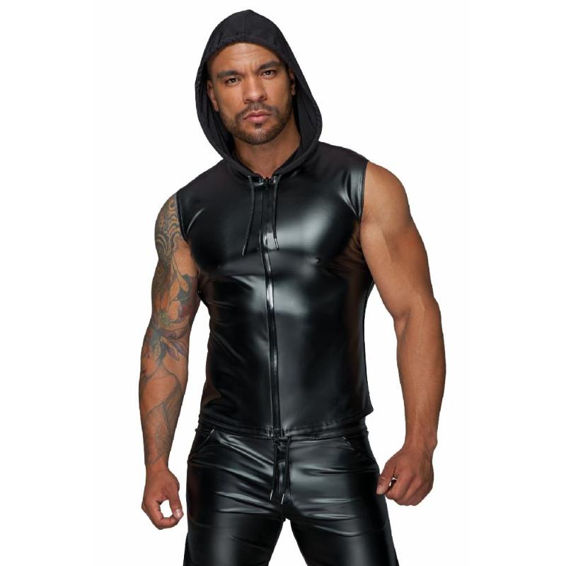 Чоловіча безрукавка з капюшоном Noir Handmade H062 Hooded Shirt, XL, мокрий ефект