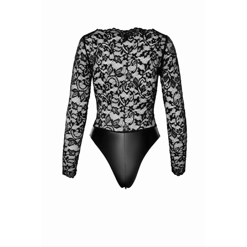 Боді Noir Handmade F296 Psyche, L, мереживо, довгий рукав, низ під латекс, з доступом