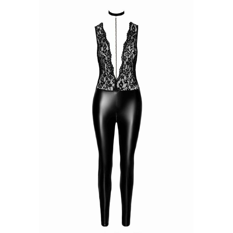 Комбінезон Noir Handmade F298 Libido, M, під латекс, мереживний верх, чокер, знімне намисто, доступ