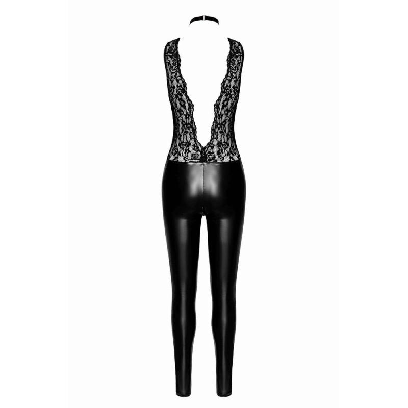 Комбінезон Noir Handmade F298 Libido, XL, під латекс, мереживний верх, чокер, знімне намисто, доступ
