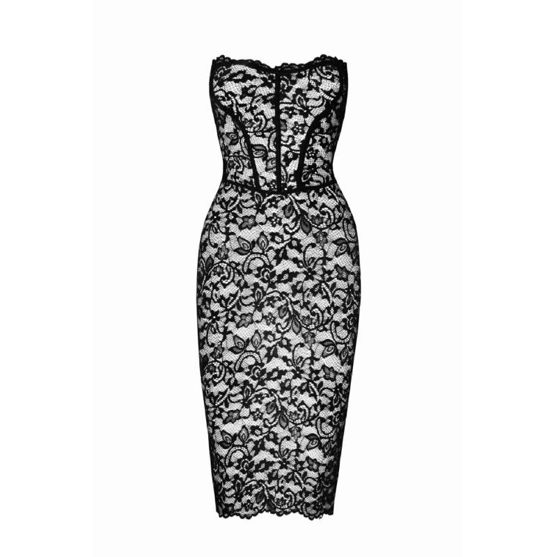 Сукня Noir Handmade F301 Catalyst, S, black, міді, мереживо, відкриті плечі, шнурівка на спині