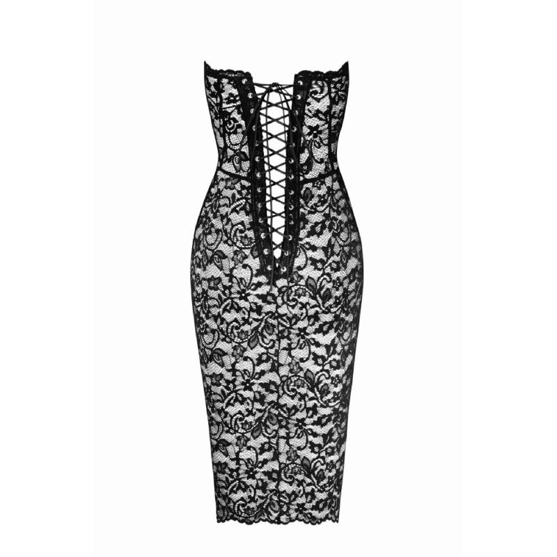 Сукня Noir Handmade F301 Catalyst, 3XL, black, міді, мереживо, відкриті плечі, шнурівка на спині