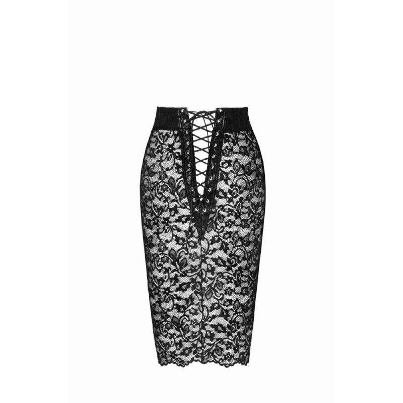Спідниця Noir Handmade F302 Ambivalence, S, black, мереживо, довжина за коліна, шнурівка ззаду