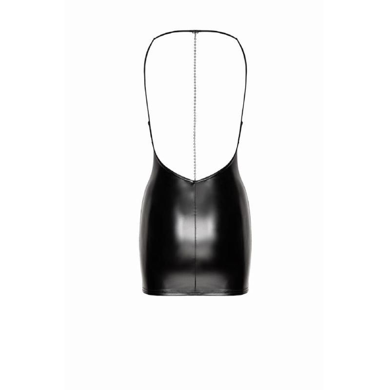 Сукня Noir Handmade F307 Mirage, 3XL, black, міні, під латекс, відкрита спина, декор зі стразів