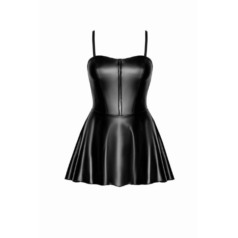 Сукня Noir Handmade F308 Dreamer, XXL, міні, під латекс, відкриті плечі, спідниця кльош, блискавка спереду