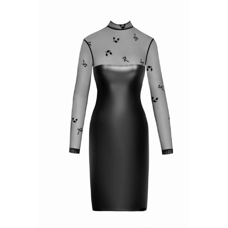 Сукня Noir Handmade F310 Sublime, L, black, міді, мокрий ефект, верх — сітка, довгий рукав