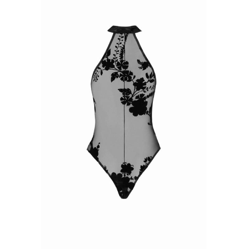 Боді Noir Handmade F314 Ego, S, black, сітка, халтер, високі вирізи, блискавка по всій довжині