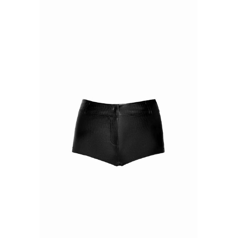 Шортики Noir Handmade F318 Wild, S, black, під латекс, крокодиловий принт, з доступом