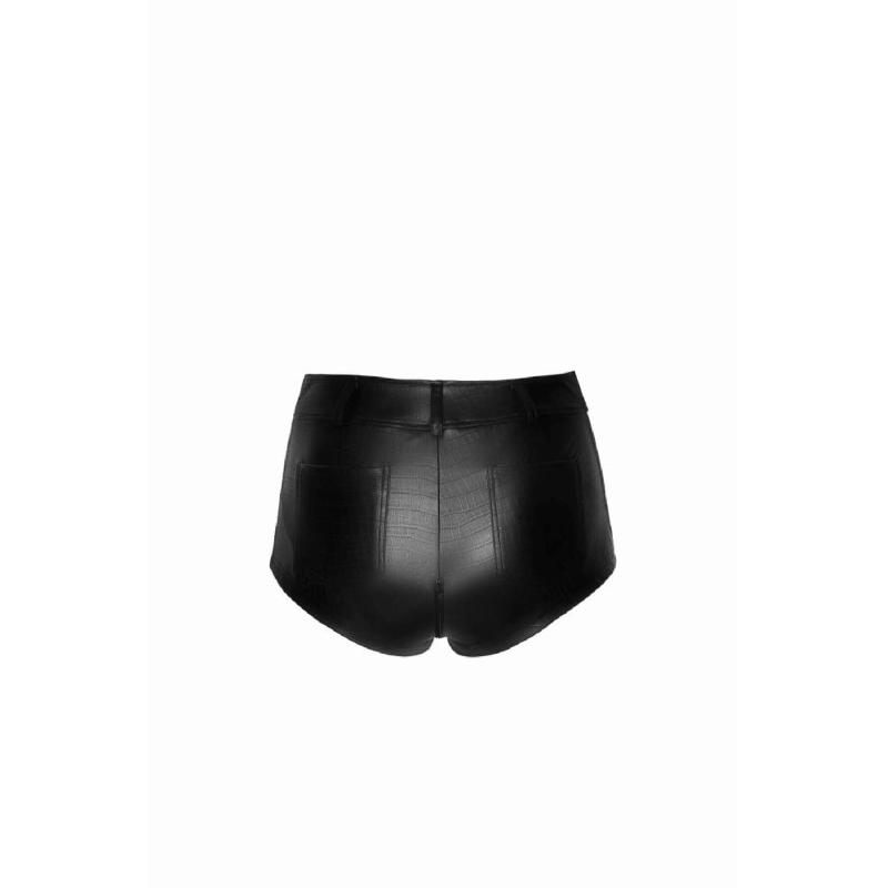 Шортики Noir Handmade F318 Wild, M, black, під латекс, крокодиловий принт, з доступом