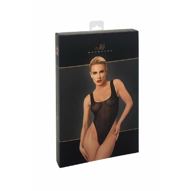 Боді Noir Handmade F322 Paparazzi, XXL, прозоре, низ стрінги, високі вирізи