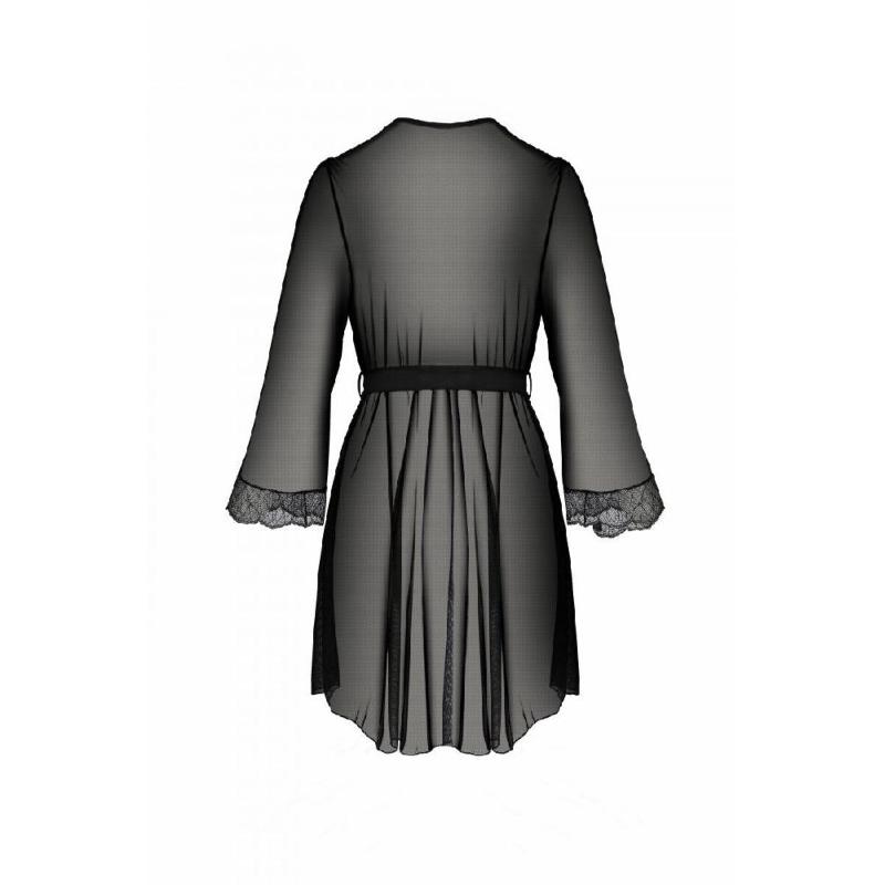 Пеньюар Passion AMBERLY PEIGNOIR black, S/M, пояс у комплекті