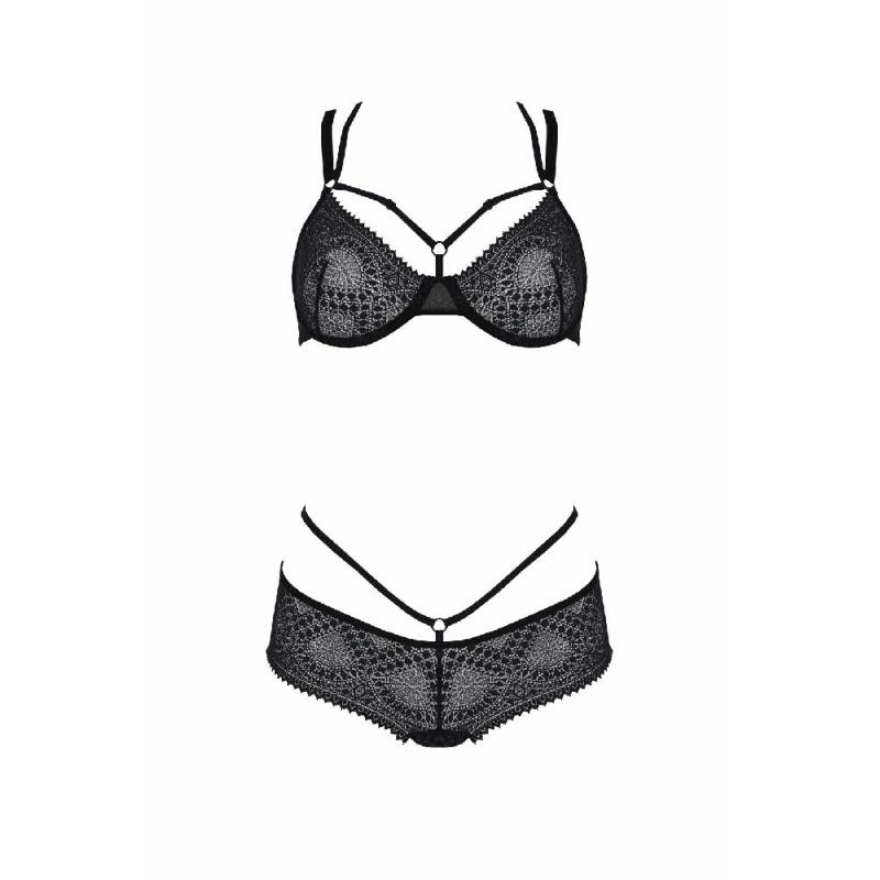 Комплект Passion DROSERA BIKINI black, XXL/XXXL, бюстгальтер і трусики-кюлоти