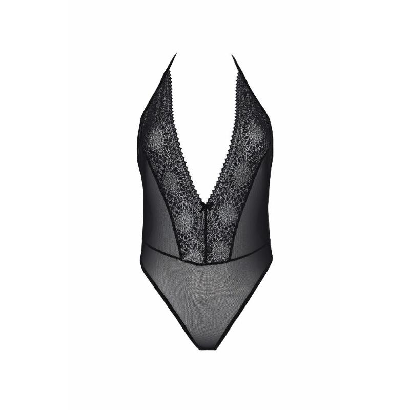 Боді Passion DROSERA BODY black, XXL/XXXL, високі вирізи, верх на зав’язках