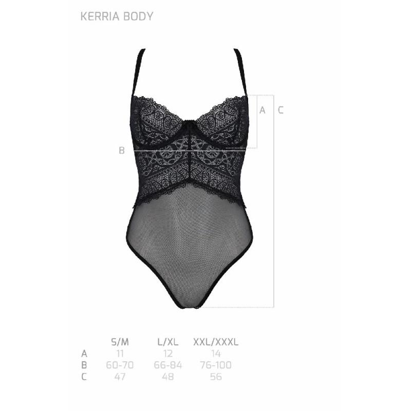 Боді Passion KERRIA BODY black, L/XL, з високими вирізами та верхом балконет