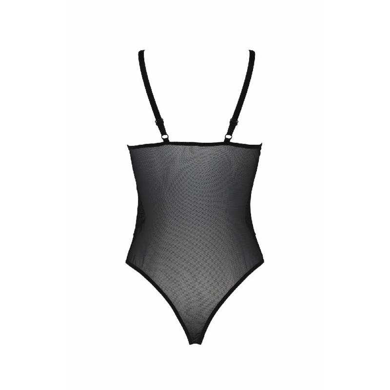 Боді Passion KERRIA BODY black, L/XL, з високими вирізами та верхом балконет