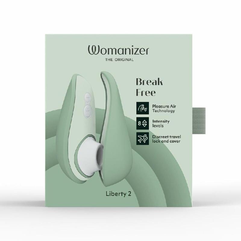 Вакуумний кліторальний стимулятор Womanizer Liberty 2 Sage, 8 режимів, магнітна кришечка