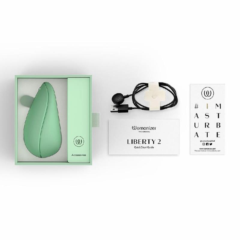 Вакуумний кліторальний стимулятор Womanizer Liberty 2 Sage, 8 режимів, магнітна кришечка