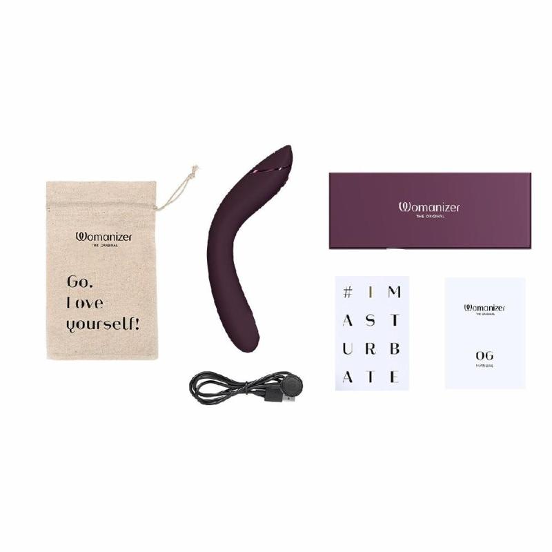 Вакуумний стимулятор для точки G та клітора з вібрацією Womanizer OG Aubergine, 12 рівнів, 3 режими