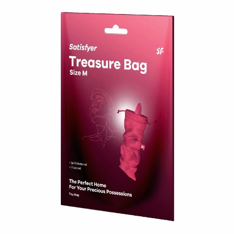 Мішечок для секс-іграшок Satisfyer Treasure Bag M, рожевий, на шнурку